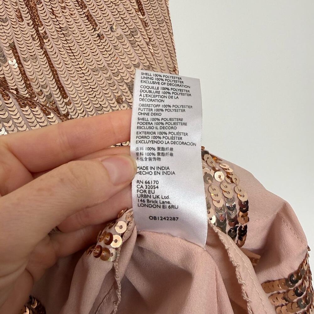 Anthropologie Bea Pink Sequin Pleated Mini Skirt Size 4 - Picture 9 of 9
